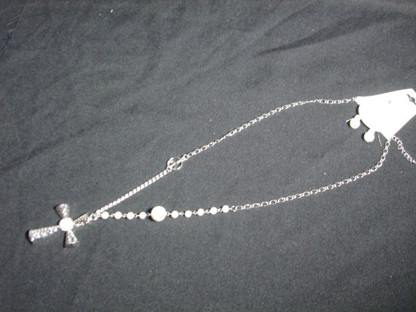 Long Chain Necklace Set W/ Silver Cross